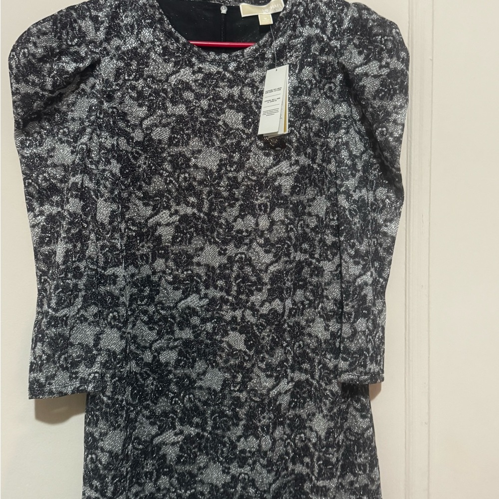 MICHAEL Michael Kors Black and Gray Textured Dress